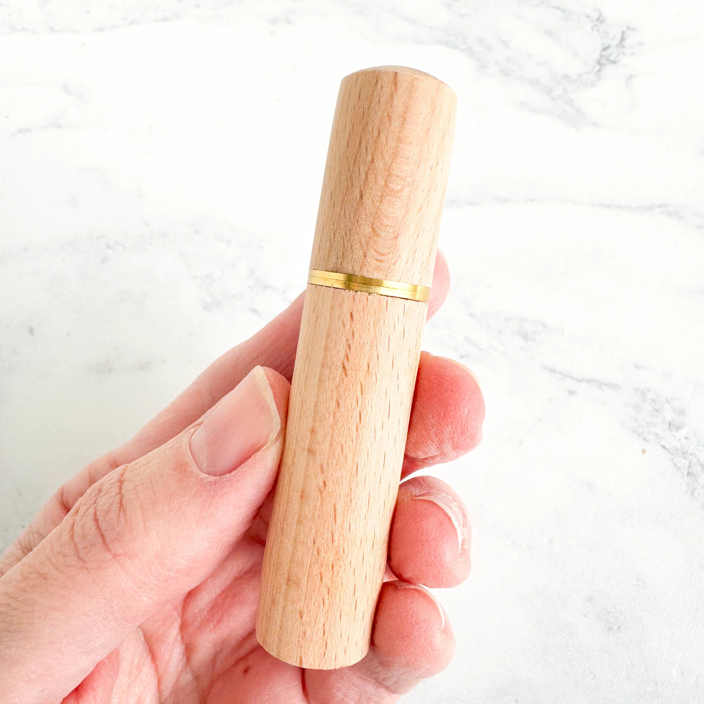 Natural Wood Needle Case with Brass Trim - Image 3