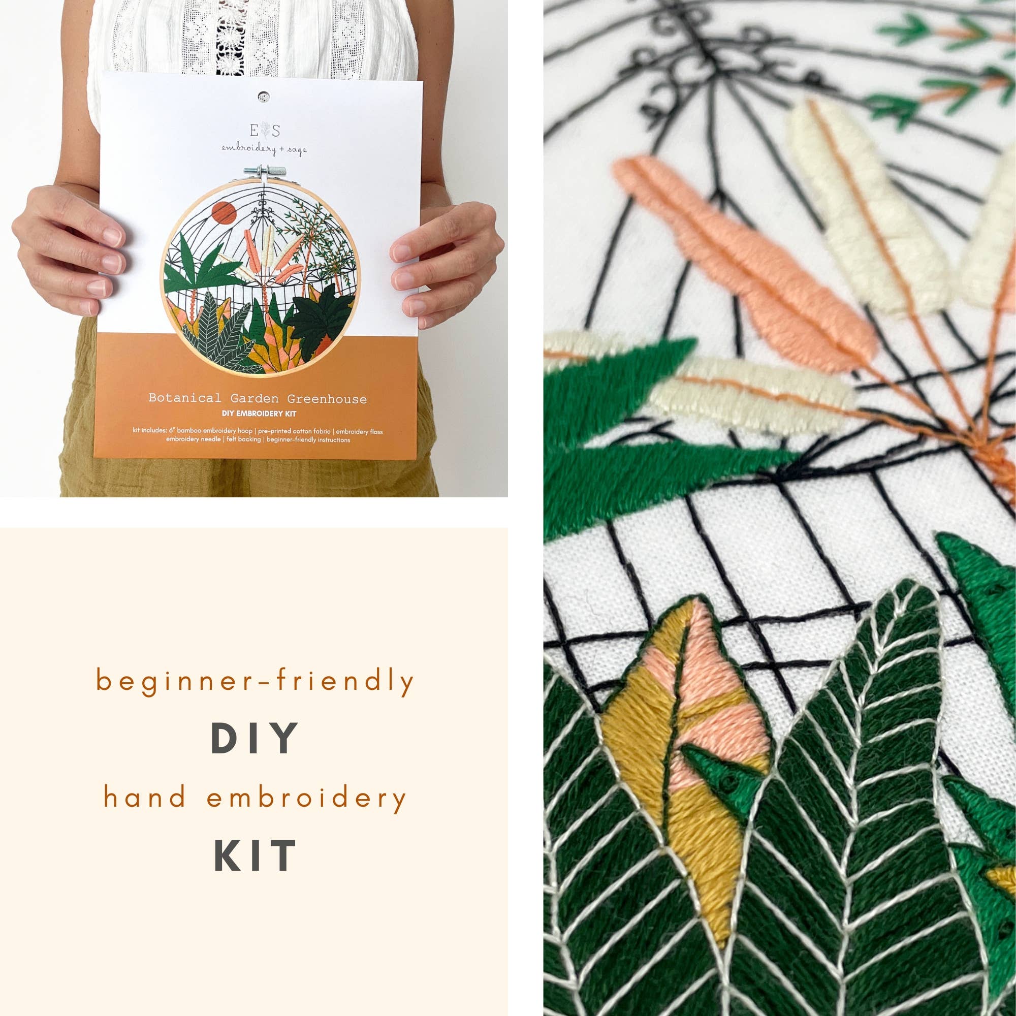 Botanical Greenhouse Garden Hand Embroidery Kit - Image 3