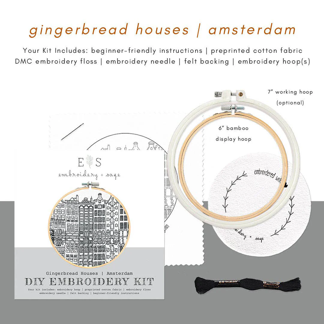 Gingerbread Houses of Amsterdam Hand Embroidery Kit - Image 4
