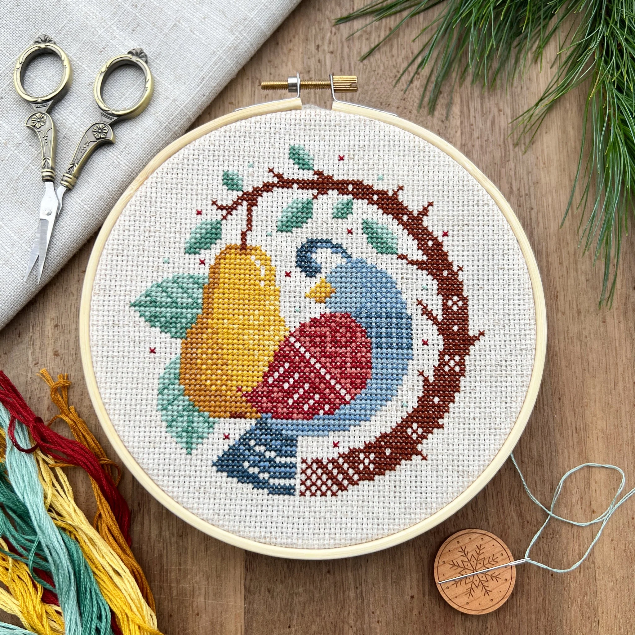 Partridge & Pear Cross Stitch Pattern - Image 2