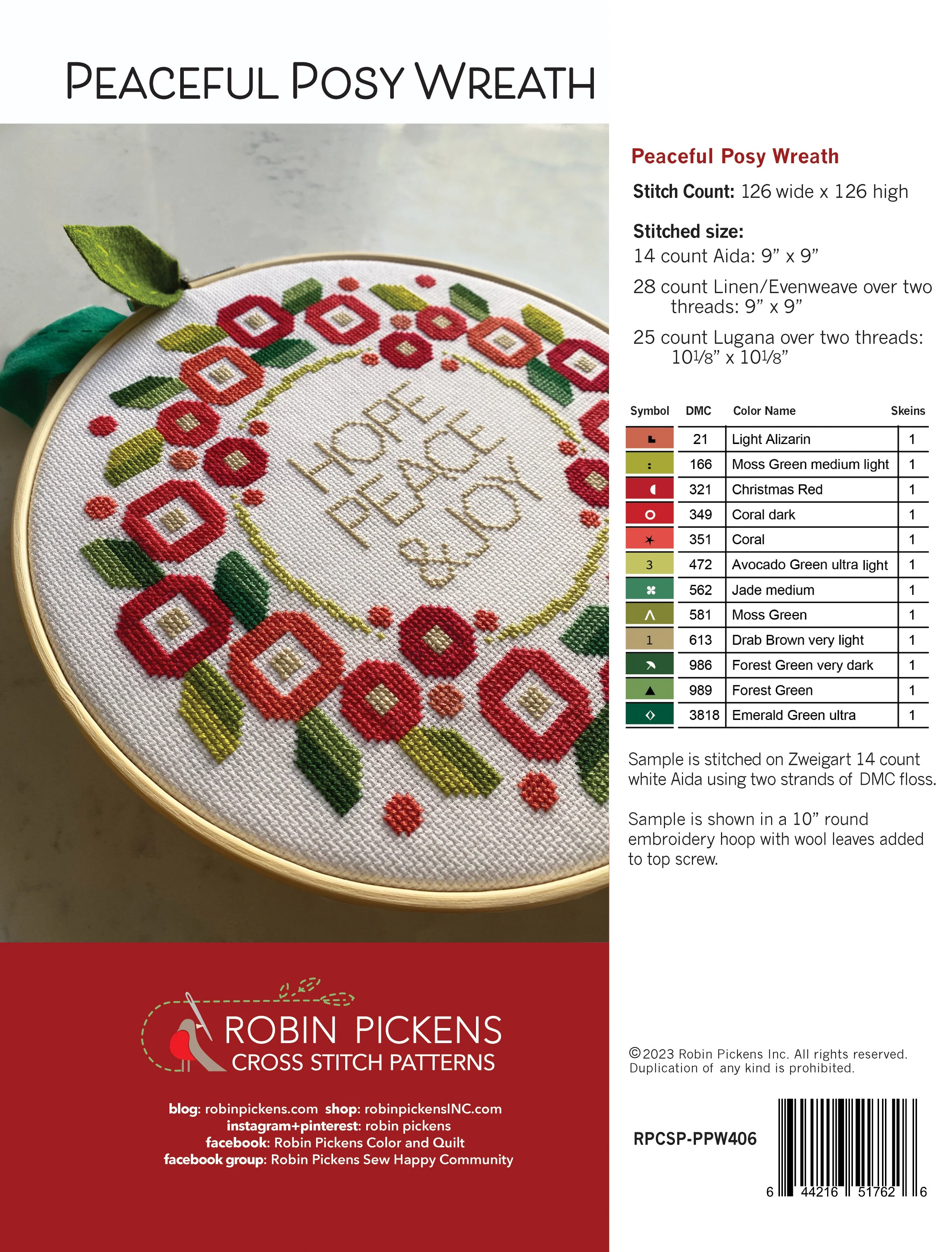 Peaceful Posy Wreath Cross Stitch Pattern - Image 3