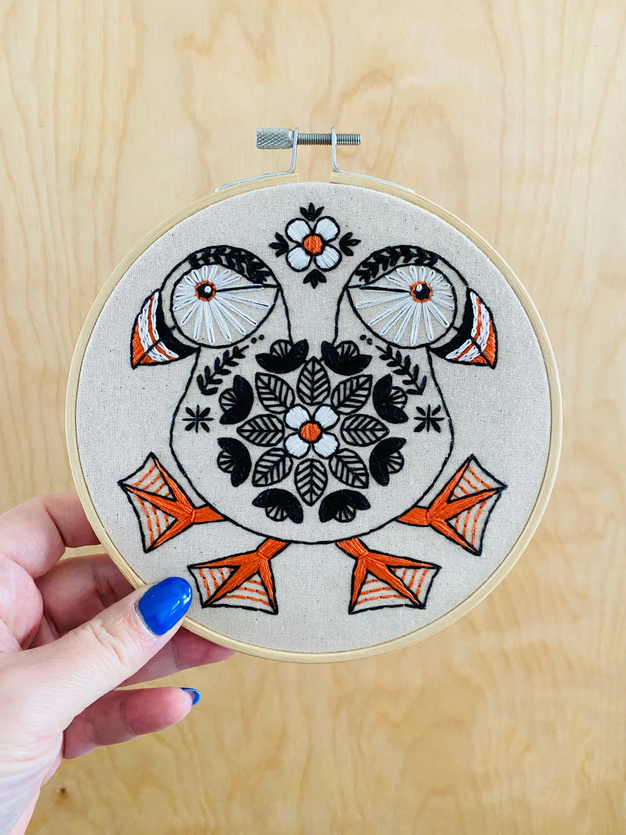 Puffins Hand Embroidery Kit - Image 3
