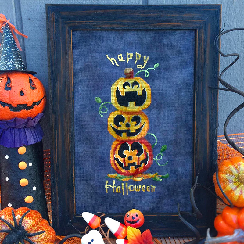 Pumpkin Stack Cross Stitch Pattern