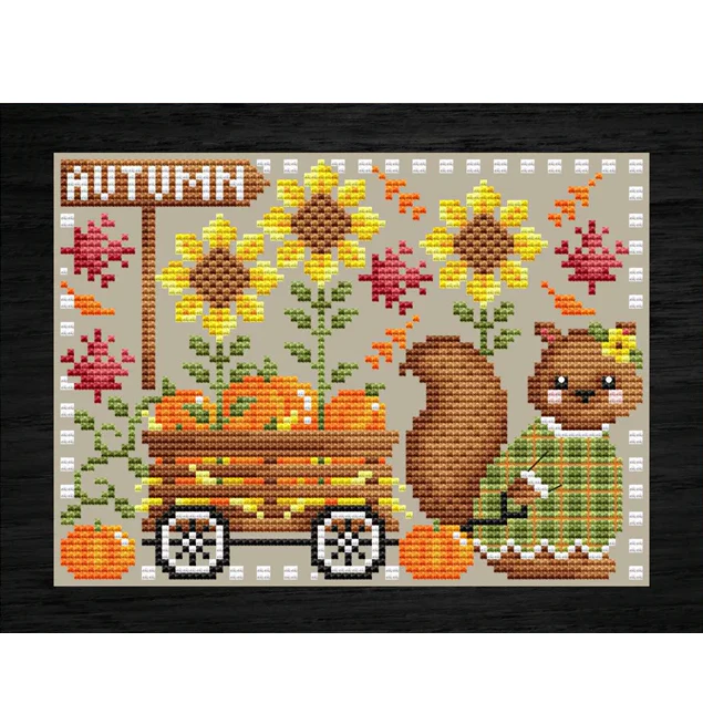 Pumpkin Wagon Cross Stitch Pattern