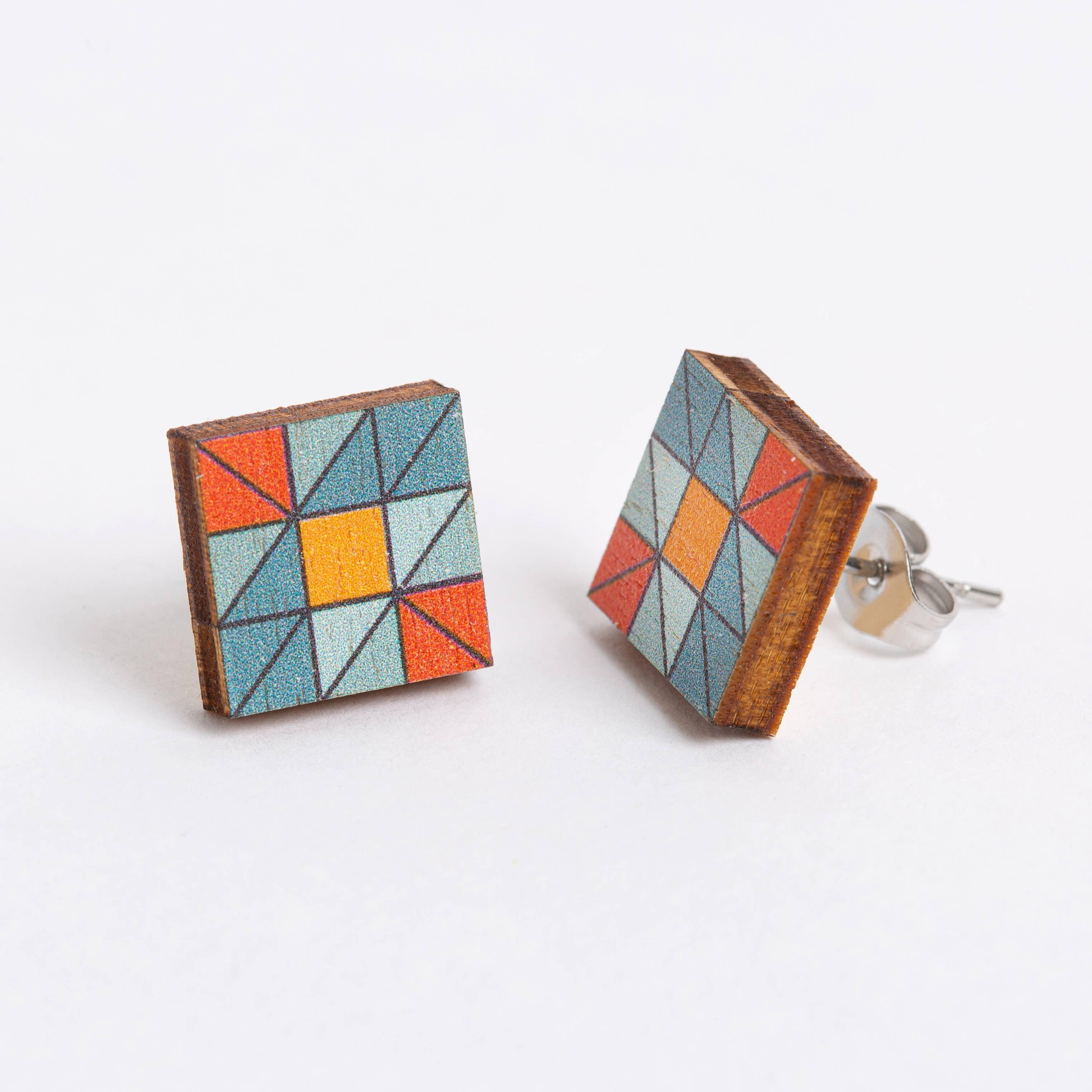 Crafty Earrings - Quilt Block - Image 2
