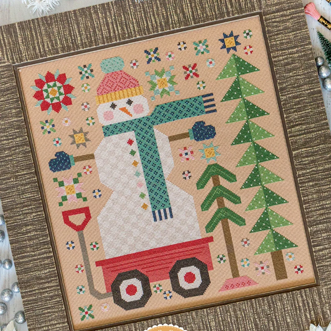 Quilted Snowman Cross Stitch Pattern