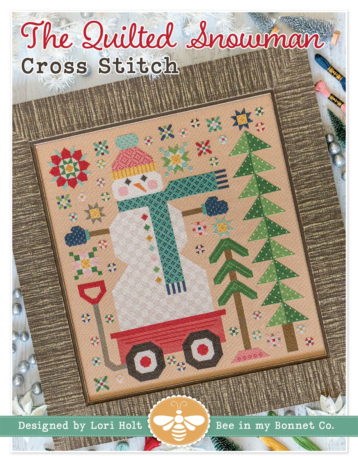 Quilted Snowman Cross Stitch Pattern - Image 2