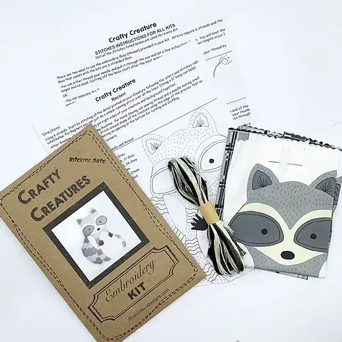 Raccoon Stuffie Hand Embroidery Kit - Image 2