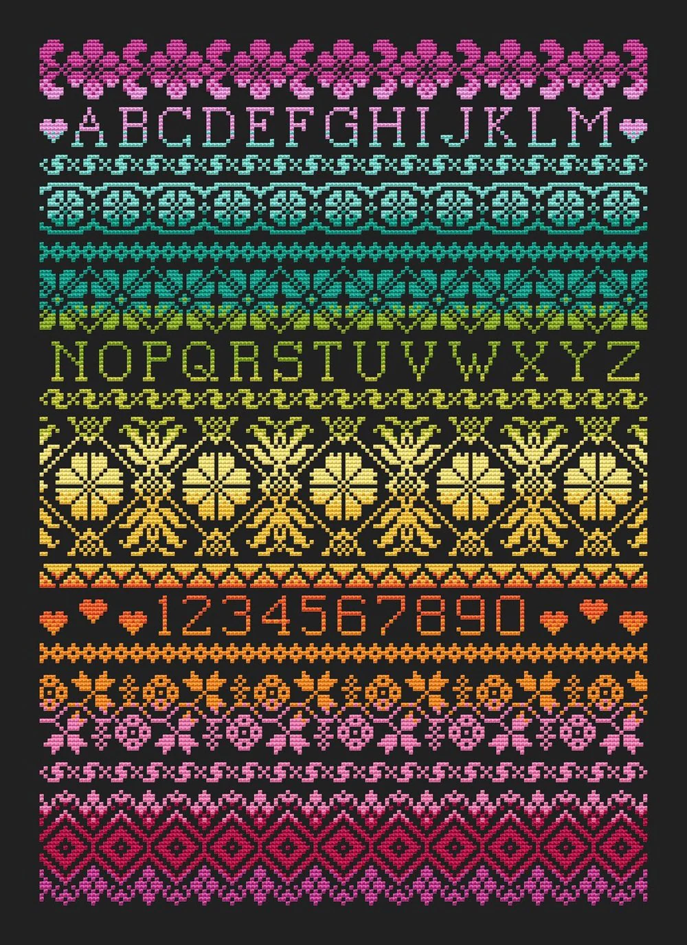 Rainbow Band Sampler Cross Stitch Pattern - Image 3
