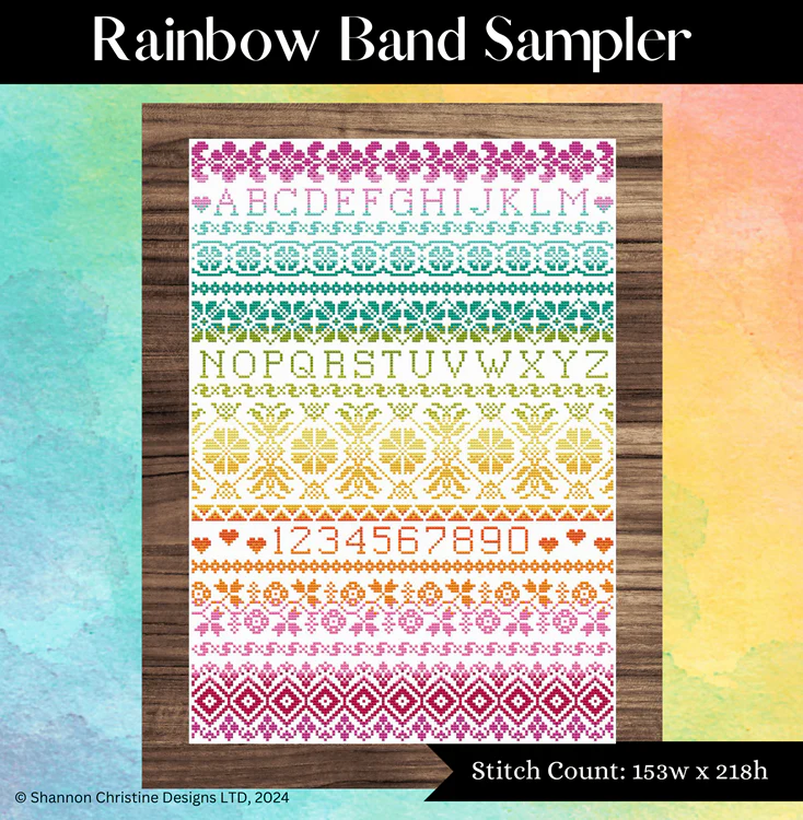 Rainbow Band Sampler Cross Stitch Pattern - Image 4