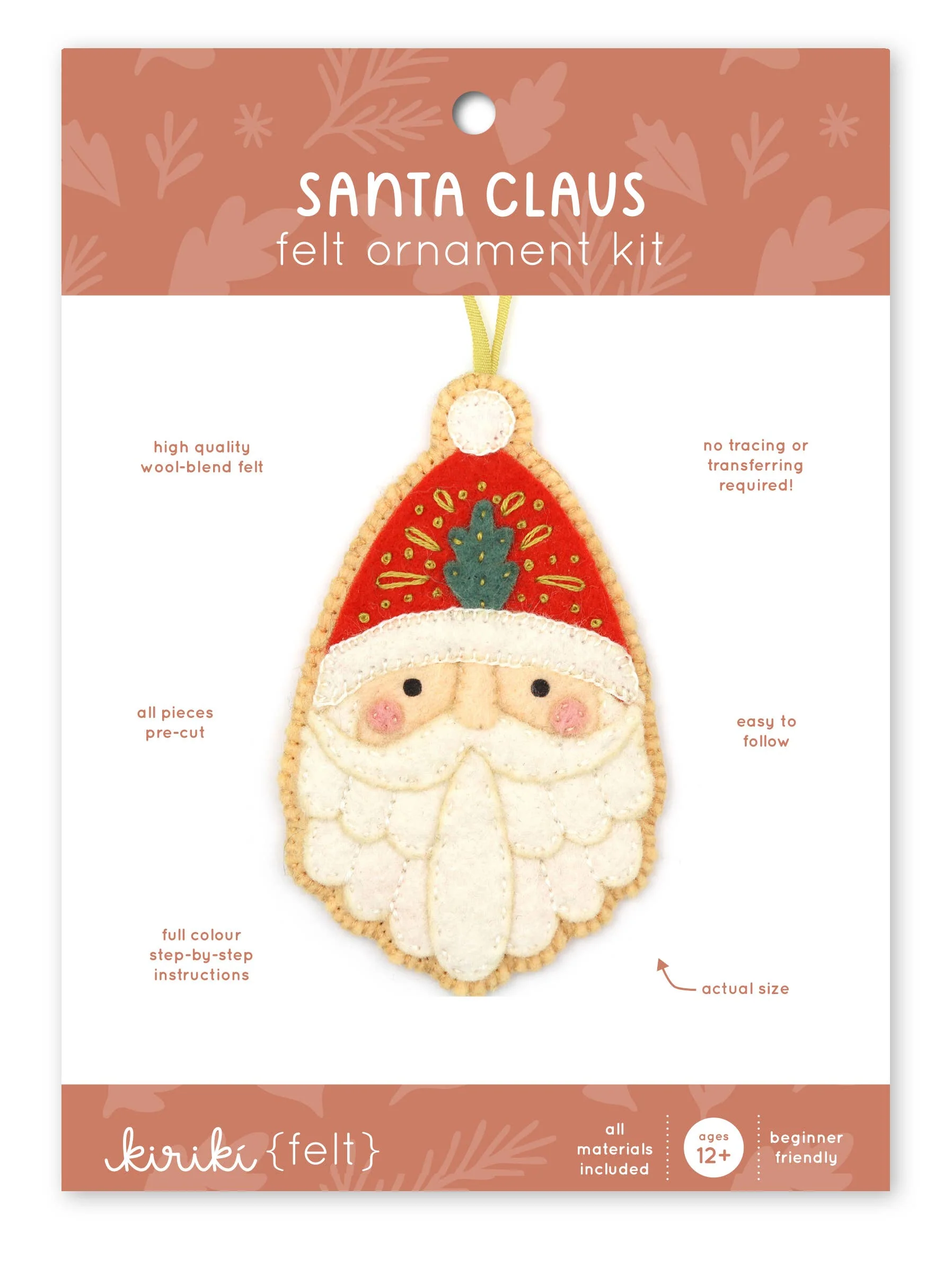 Hand Embroidered Felt Ornament Kit - Santa Claus - Image 2
