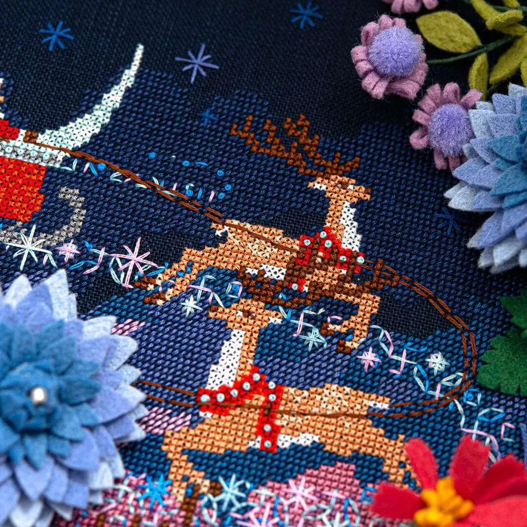 Santa's Moonlit Ride Cross Stitch Pattern - Image 3