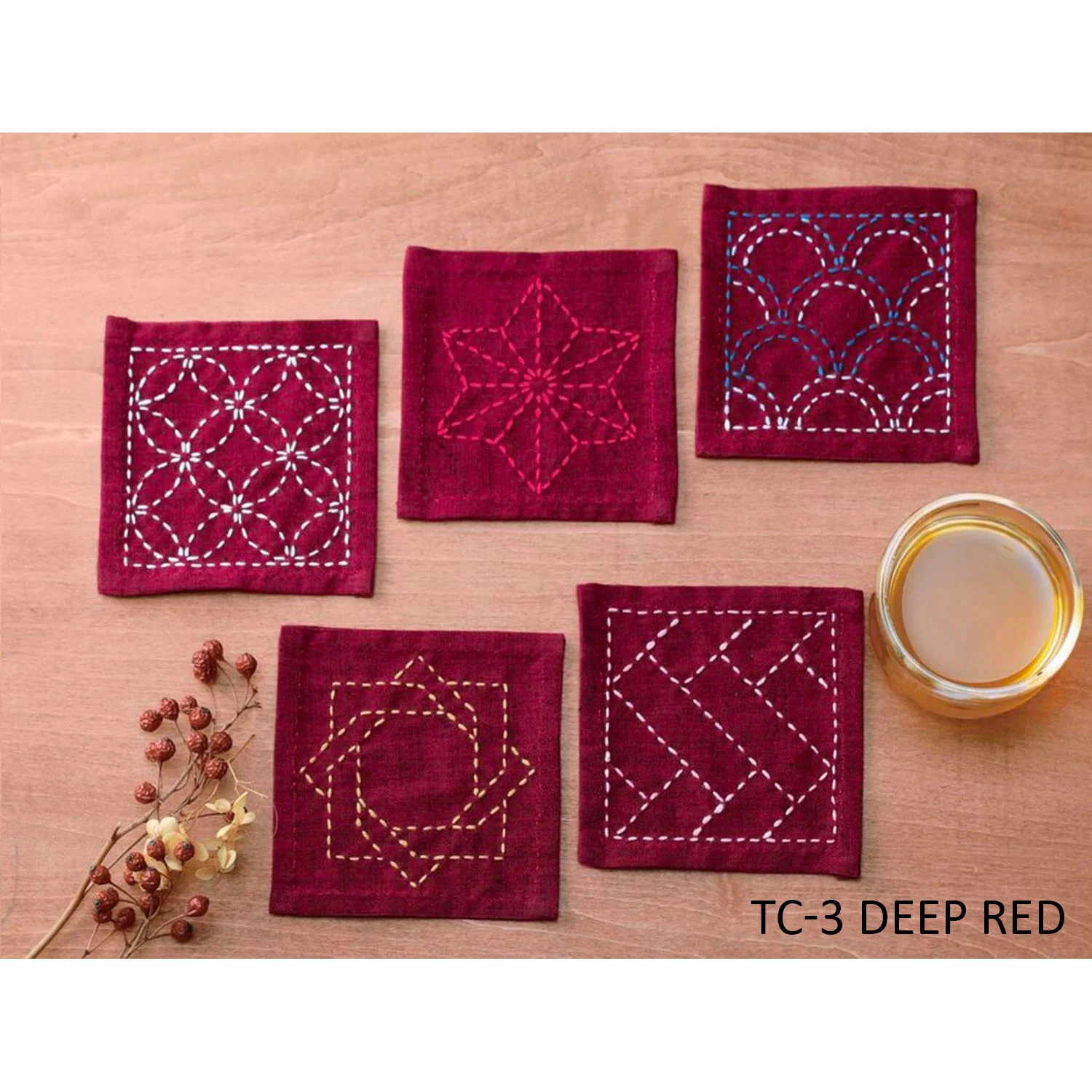 Sashiko Embroidery Coaster Set - Image 7