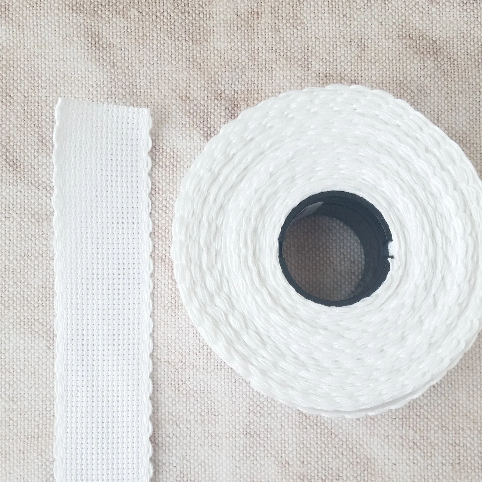 Scallop Edged White Aida Stitching Band - 1-3/16 Inch - Image 2