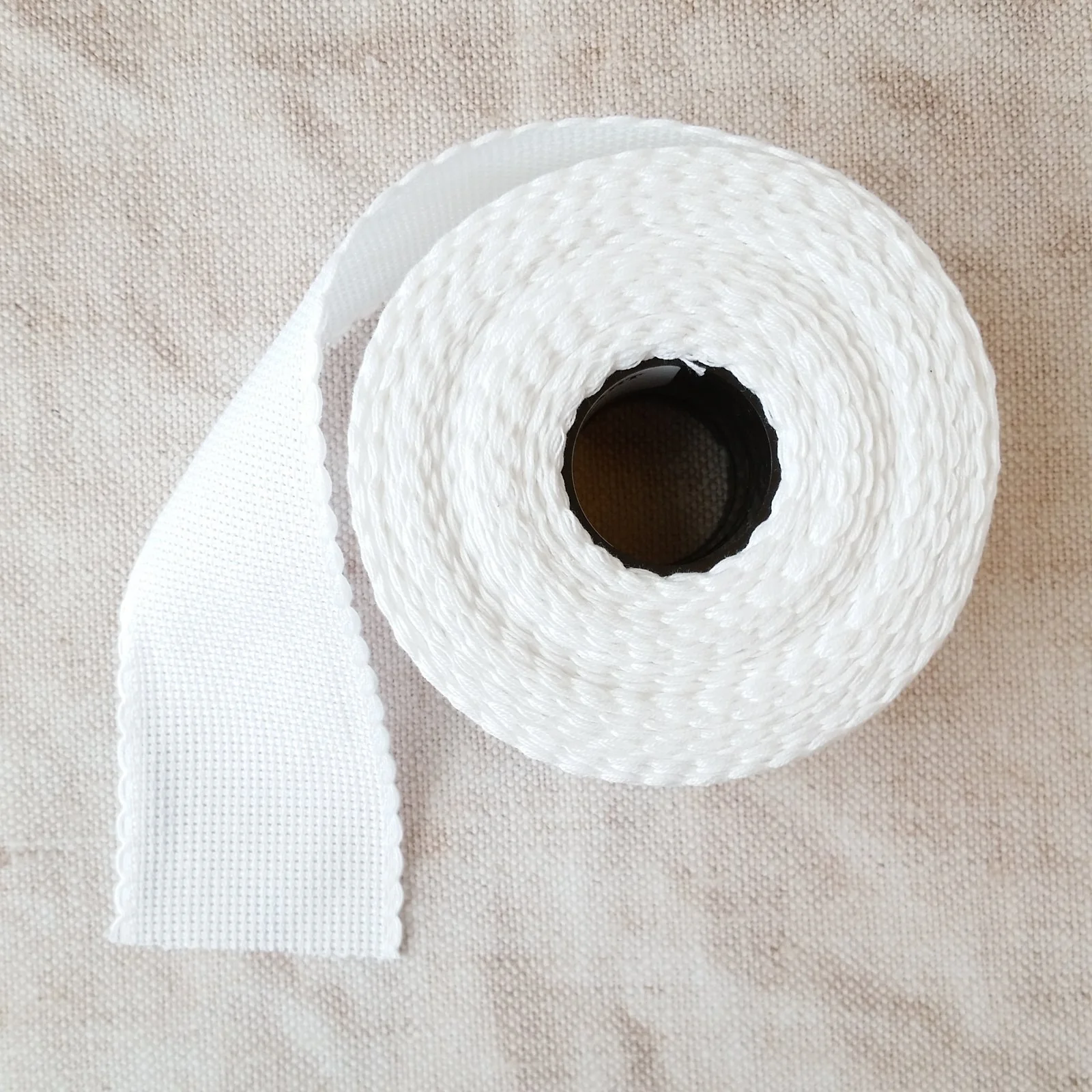 Scallop Edged White Aida Stitching Band - 2 inches
