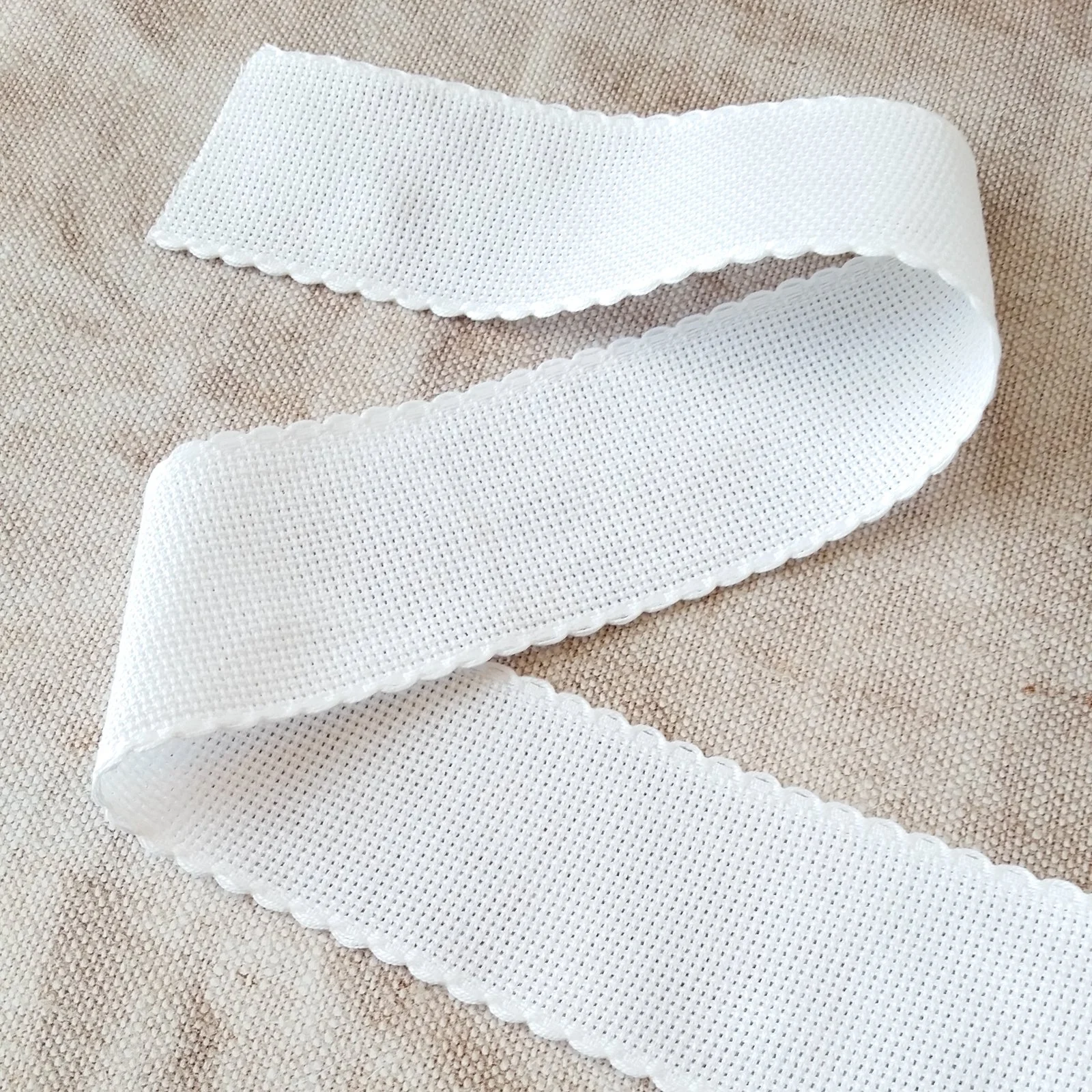 Scallop Edged White Aida Stitching Band - 2 inches - Image 2