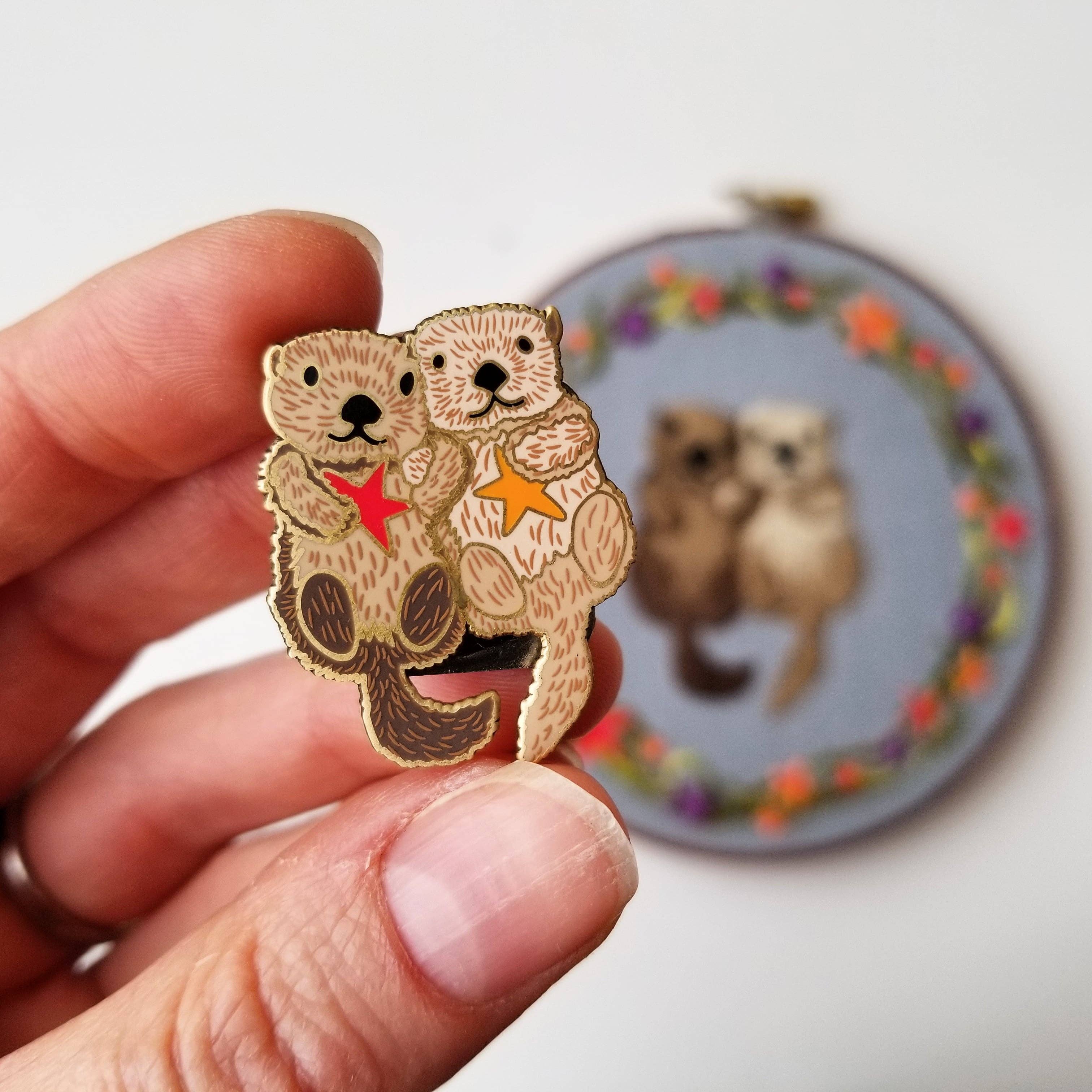 Sea Otters Enamel Needle Minder - Image 2