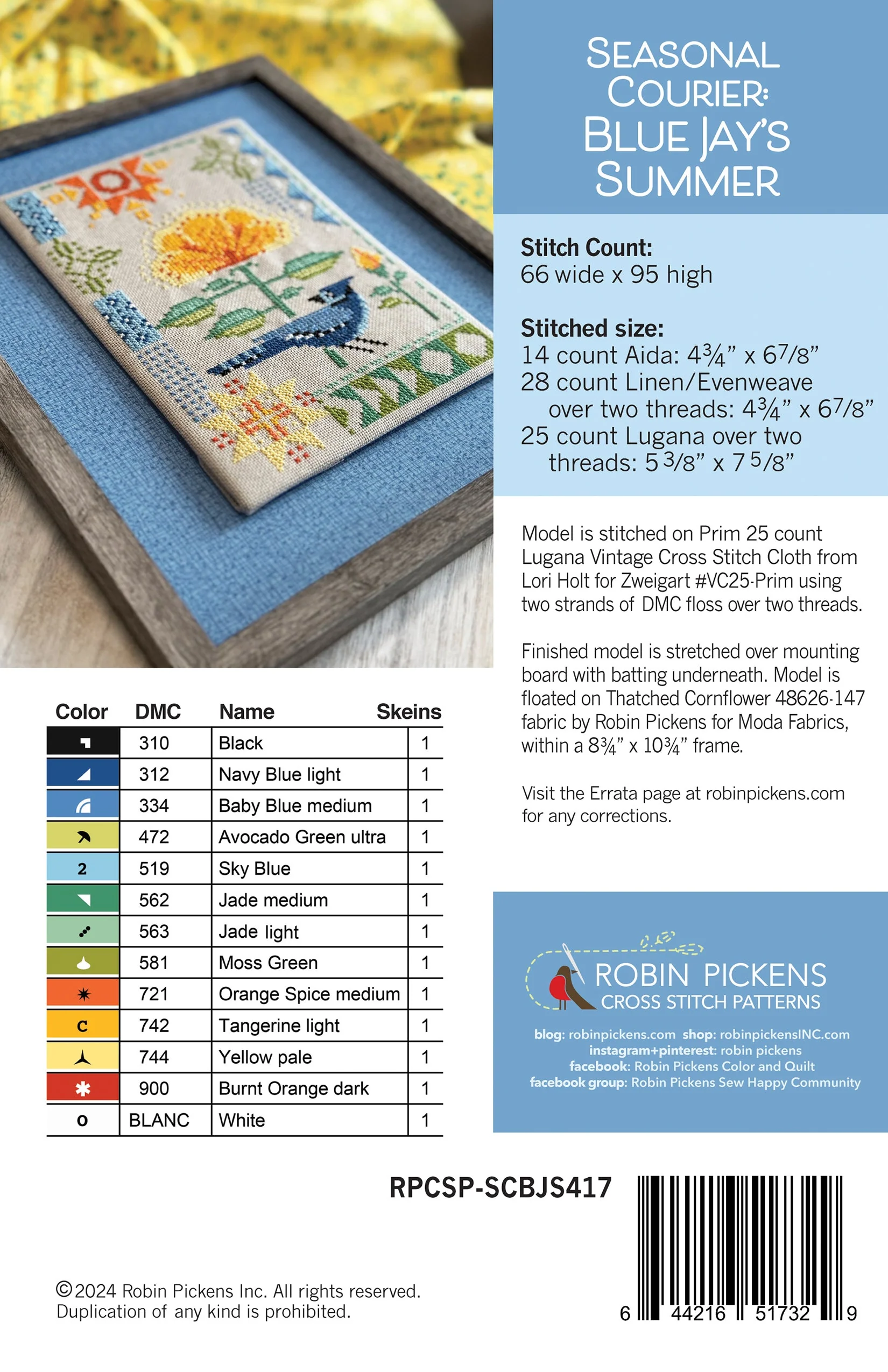 Seasonal Courier Cross Stitch Pattern - Blue Jay's Summer - Image 3