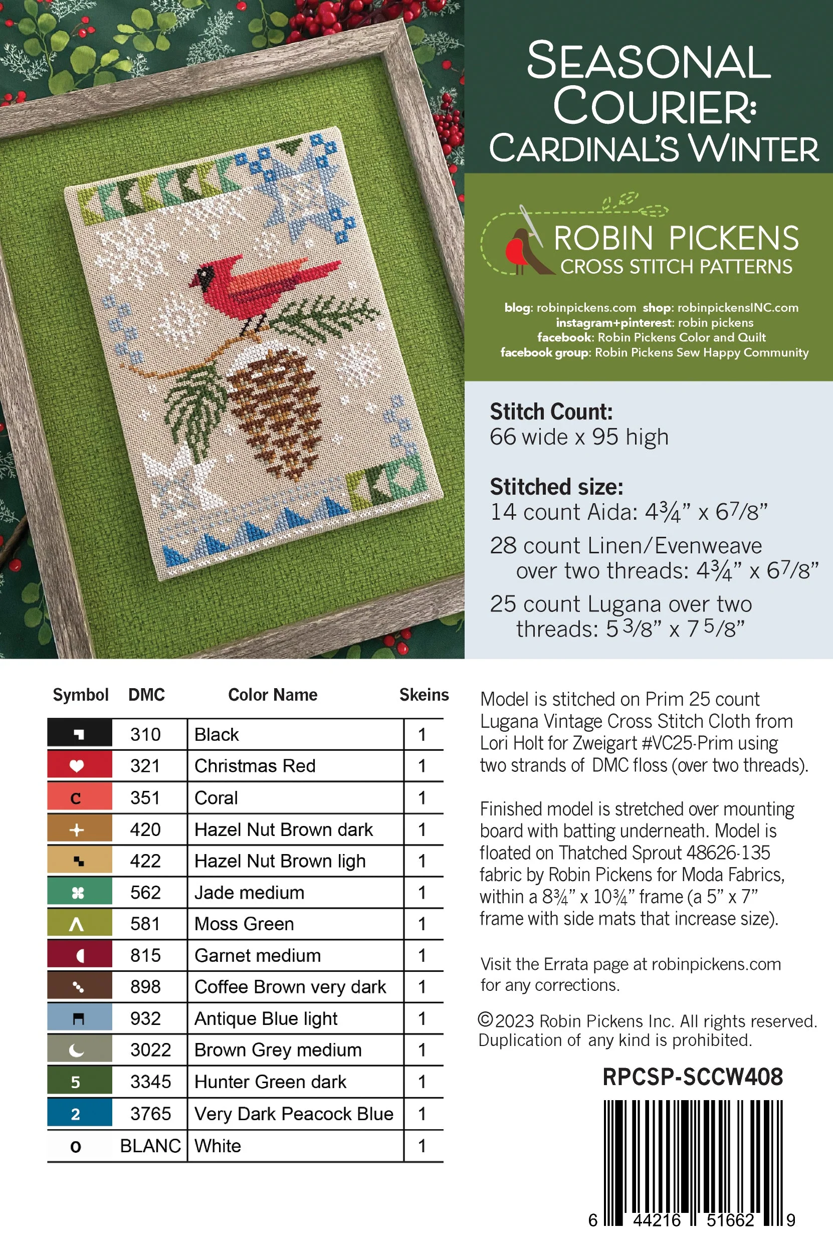 Seasonal Courier Cross Stitch Pattern - Cardinal's Winter - Image 4