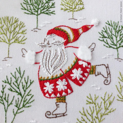 Skating Santa Hand Embroidery Kit - Image 2