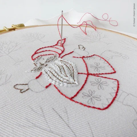 Skating Santa Hand Embroidery Kit - Image 3