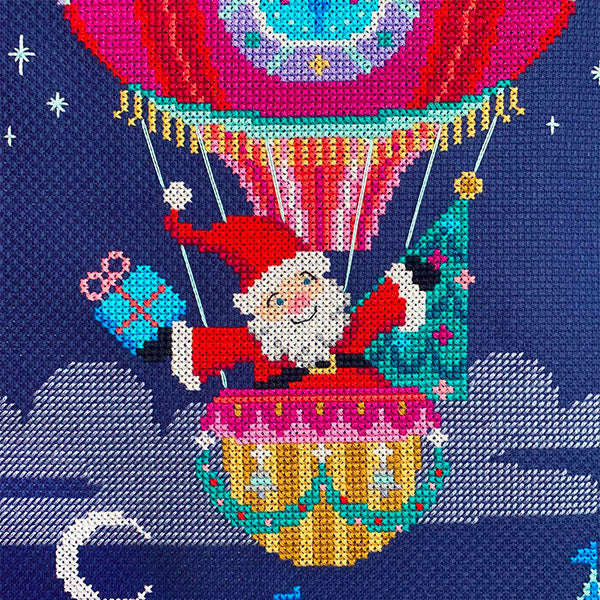 Sky High Santa Christmas Stocking Cross Stitch Pattern - Image 2