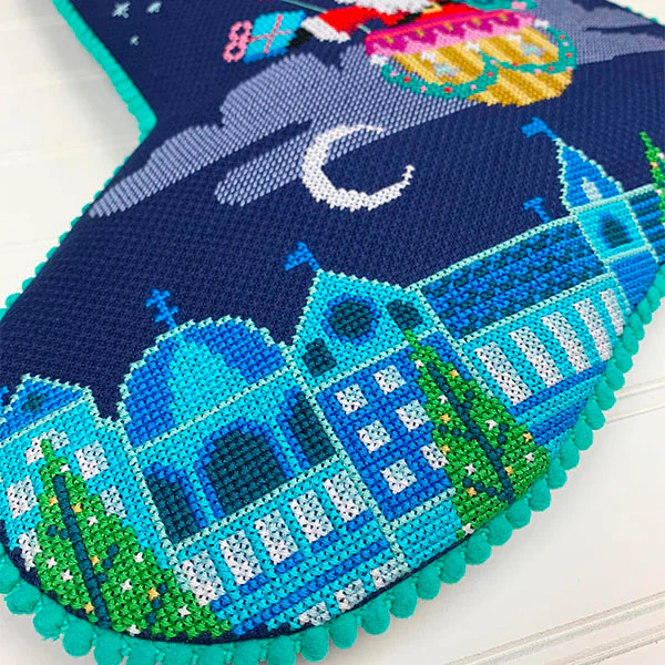 Sky High Santa Christmas Stocking Cross Stitch Pattern - Image 3