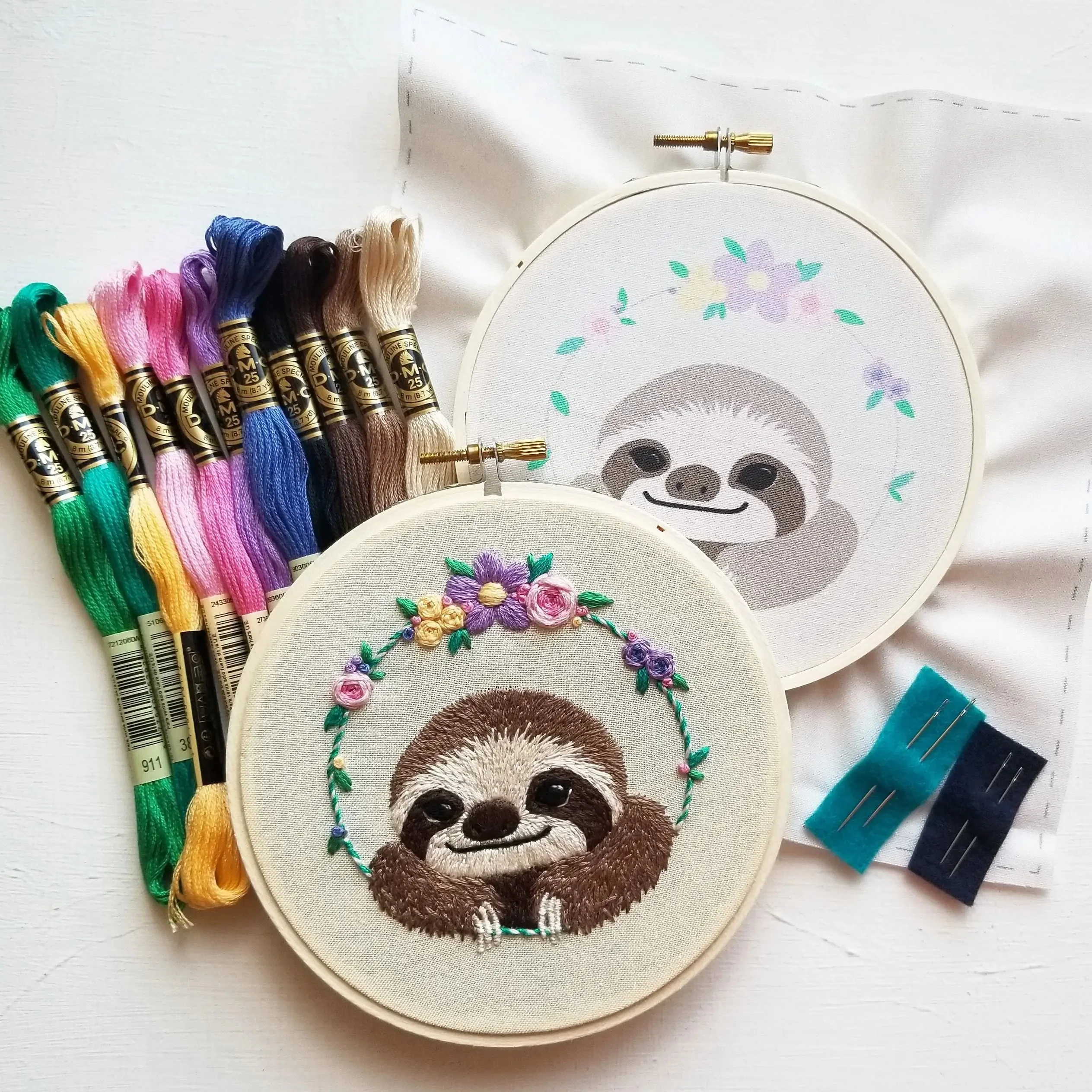 Smiling Sloth Hand Embroidery Kit - Image 3