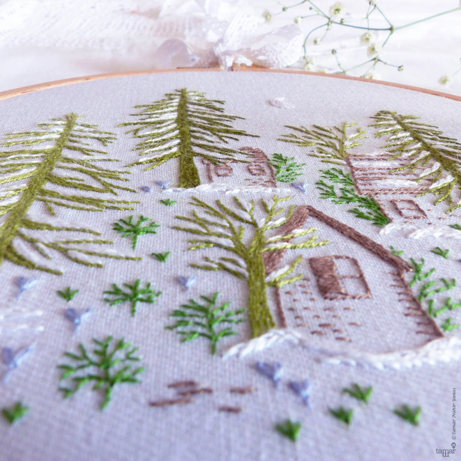 Snowy Night Hand Embroidery Kit - Image 6