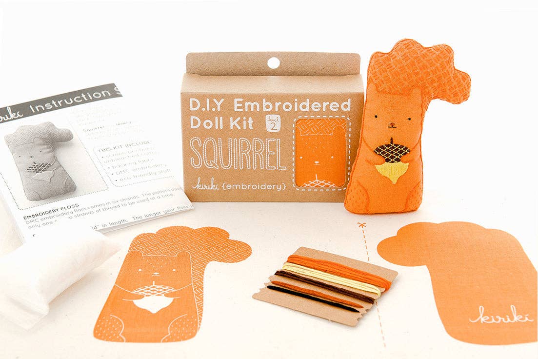 Hand Embroidered Plushie Doll Kit - Squirrel - Image 3
