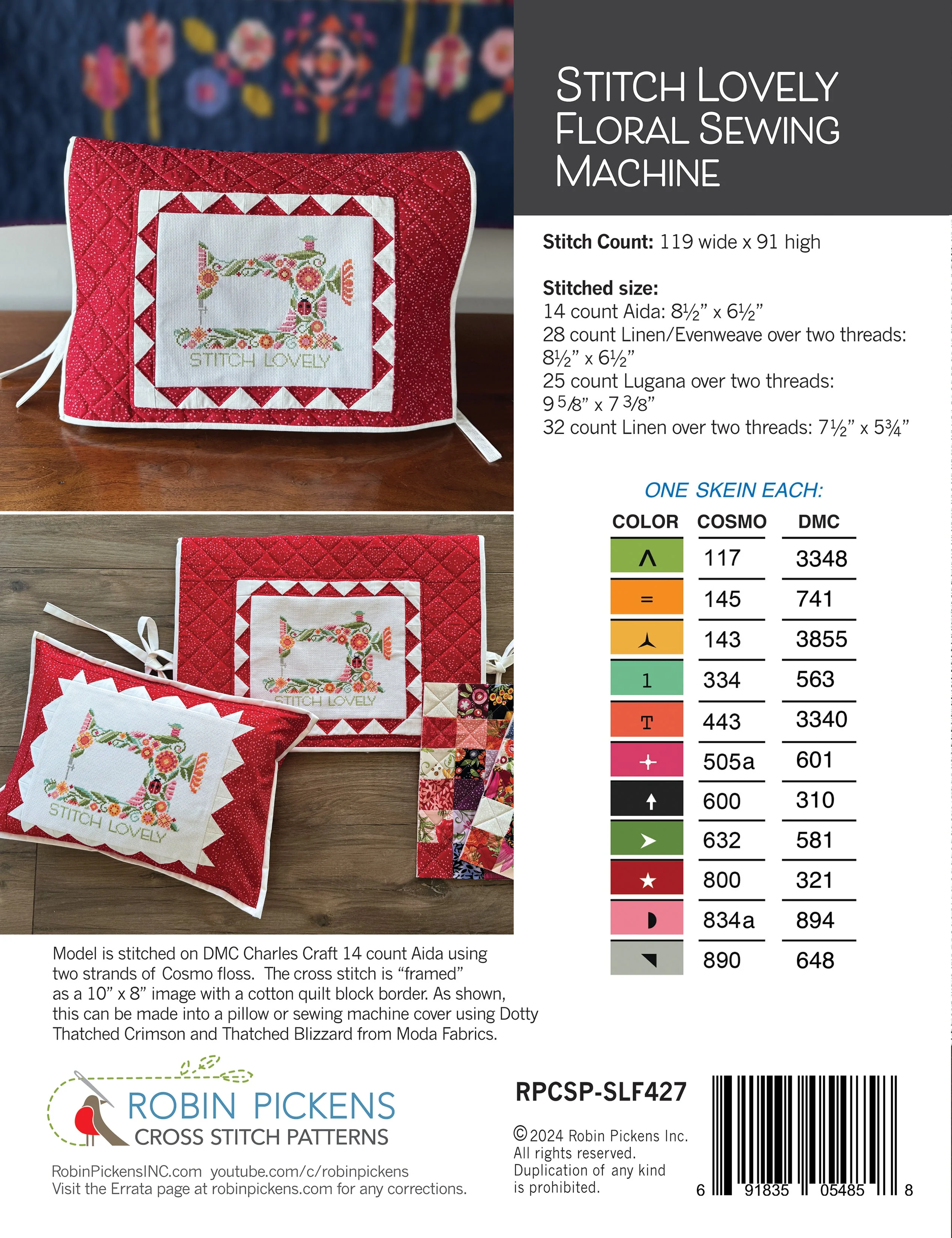 Stitch Lovely Floral Sewing Machine Cross Stitch Pattern - Image 3