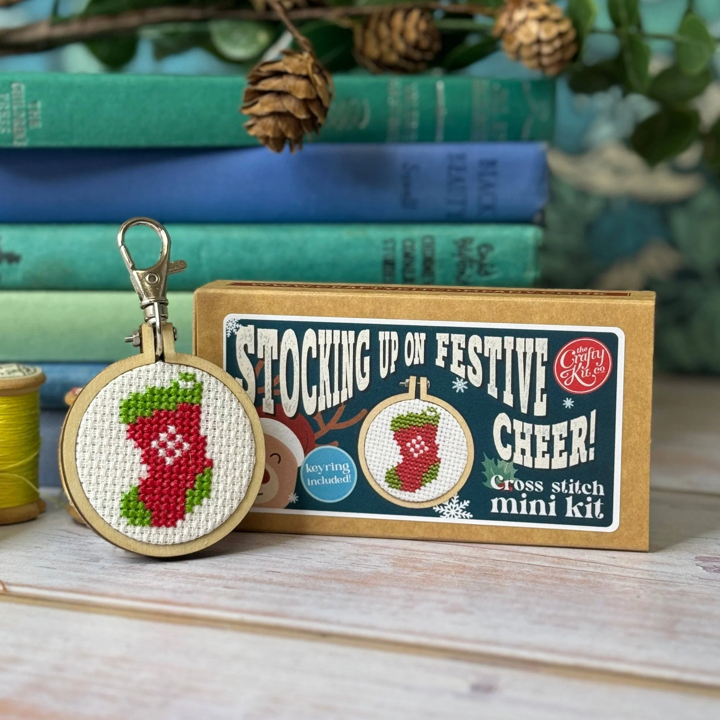Mini Matchbox Cross Stitch Kit - Christmas Stocking