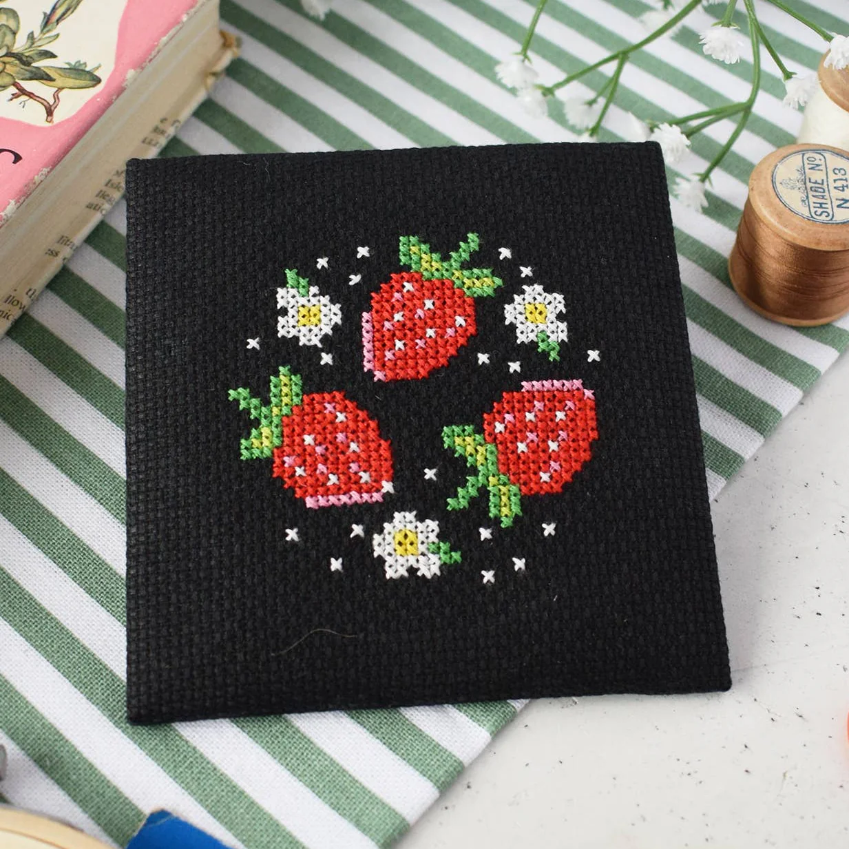 Strawberry Patch Mini Cross Stitch Kit