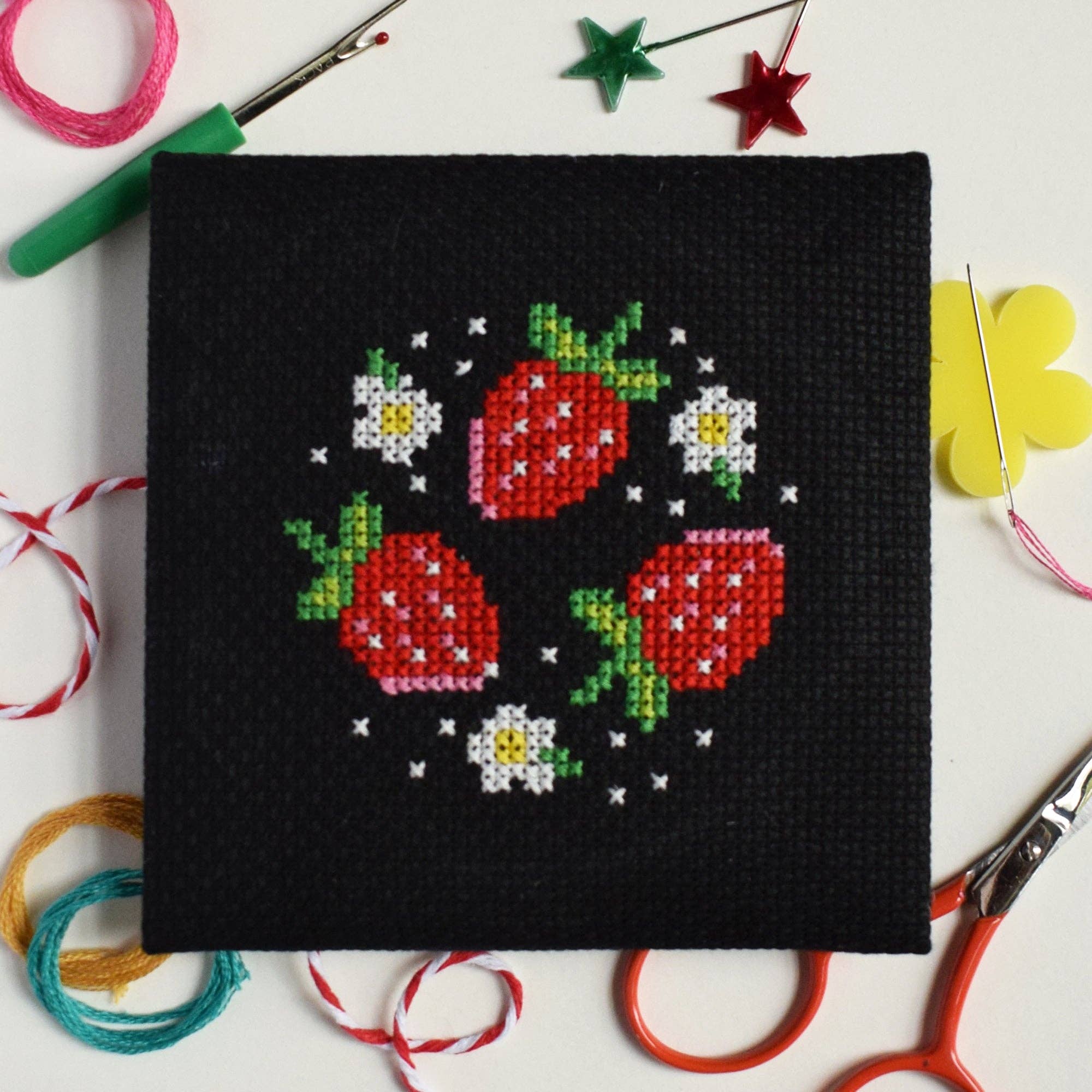 Strawberry Patch Mini Cross Stitch Kit - Image 3