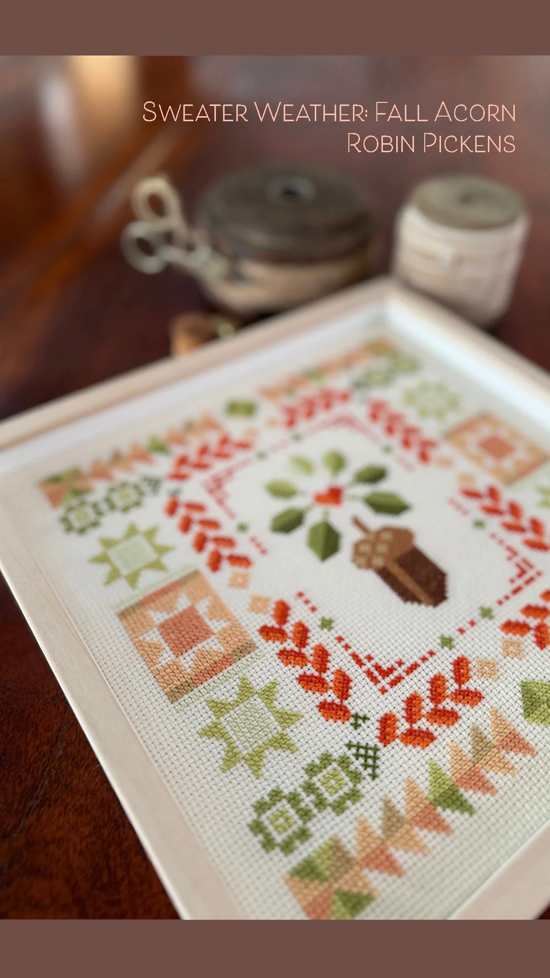 Sweater Weather Cross Stitch Pattern - Fall Acorn - Image 3