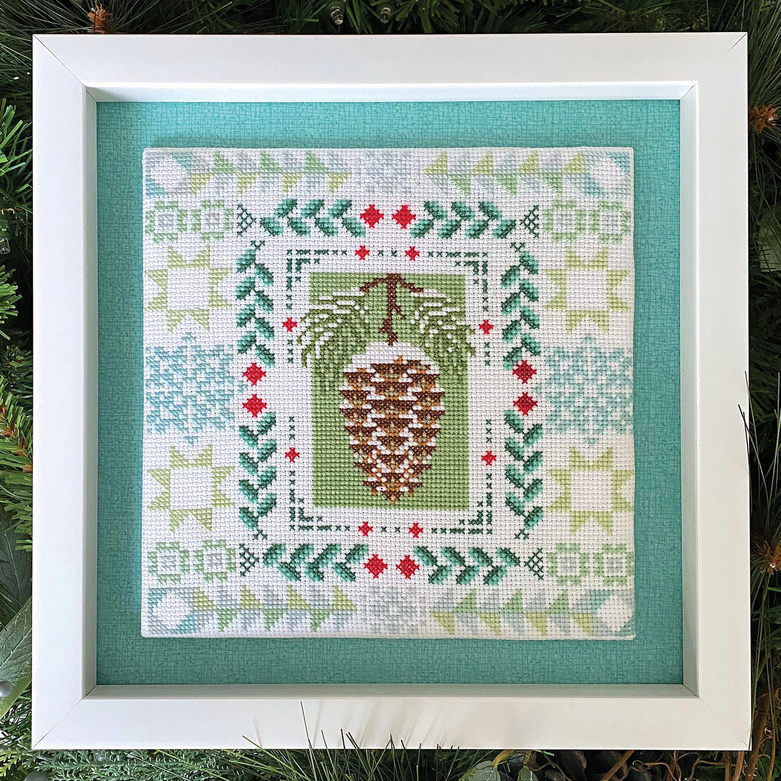 Sweater Weather Cross Stitch Pattern - Winter Pinecone
