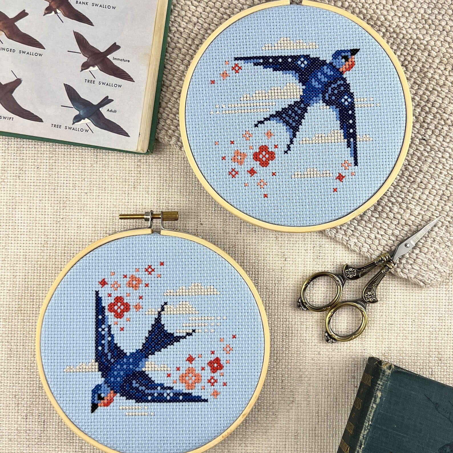 Swooping Swallows Cross Stitch Pattern