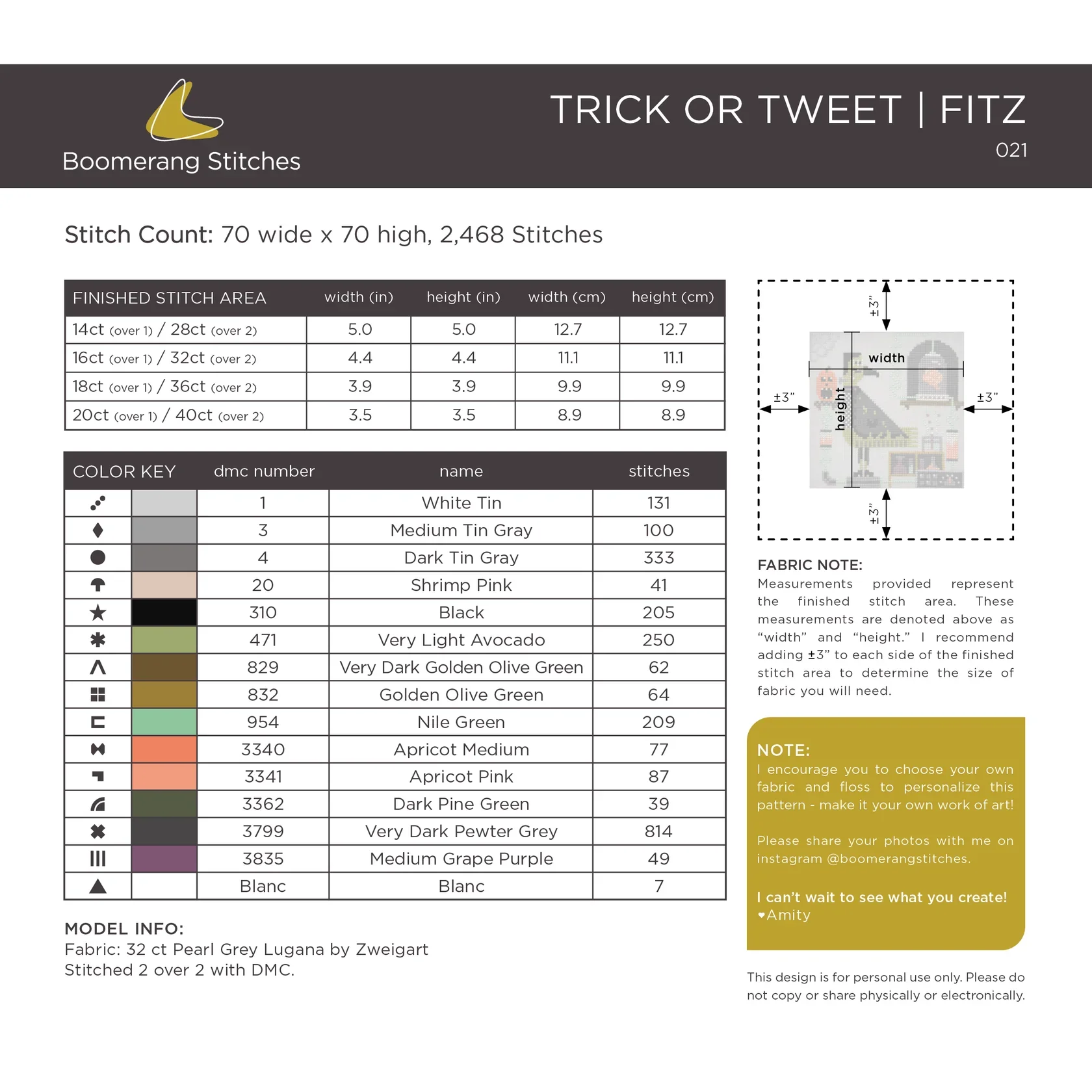 Trick or Tweet Fitz Cross Stitch Pattern - Image 2