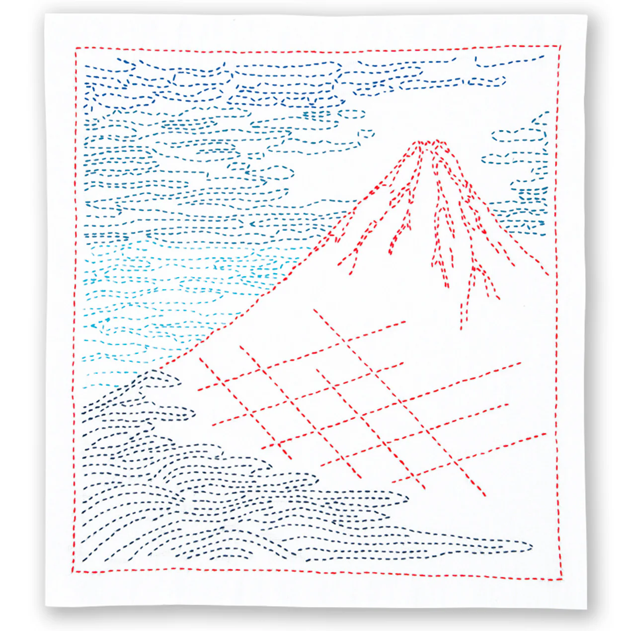 Views of Mt. Fuji Sashiko Embroidery Kit - Red Fuji