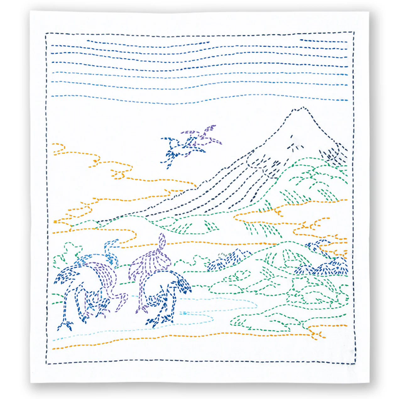Views of Mt. Fuji Sashiko Embroidery Kit - Seven Cranes