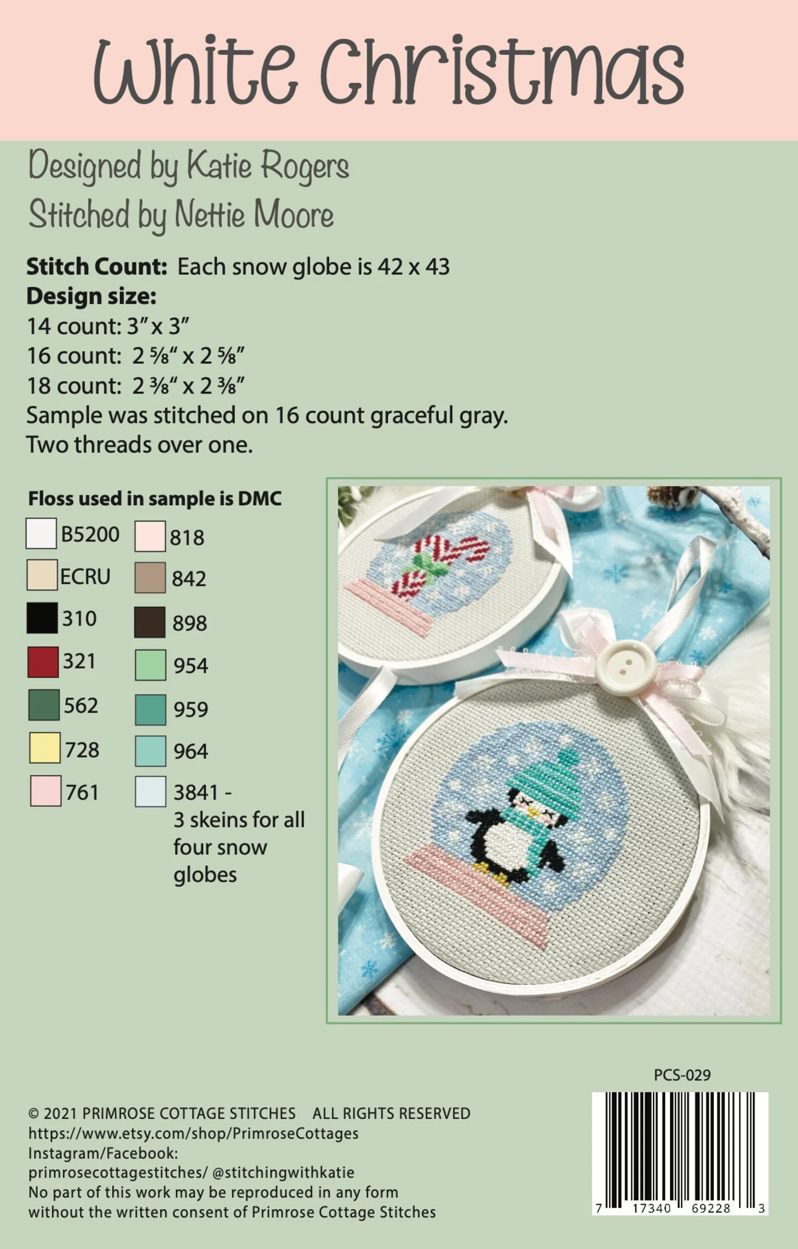 White Christmas Ornaments Cross Stitch Pattern - Image 3