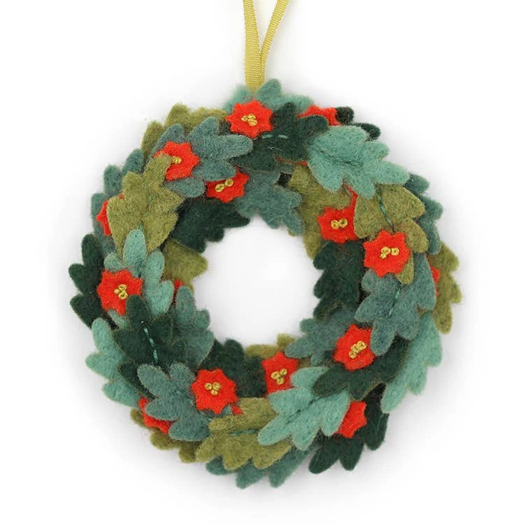 Hand Embroidered Felt Ornament Kit - Wreath