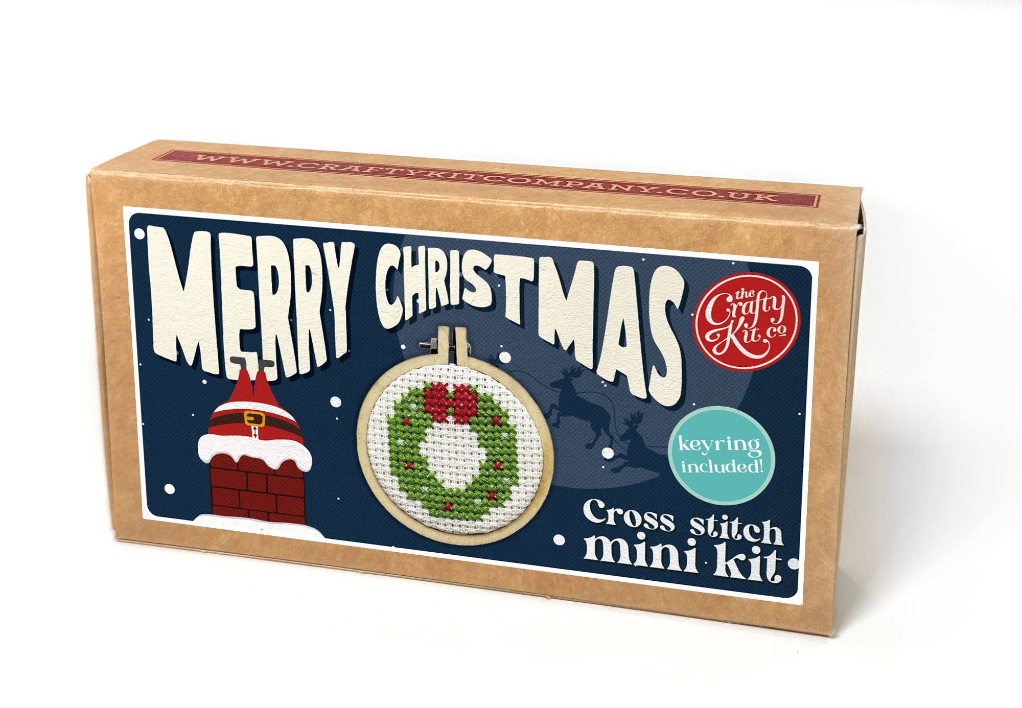 Mini Matchbox Cross Stitch Kit - Christmas Wreath - Image 3
