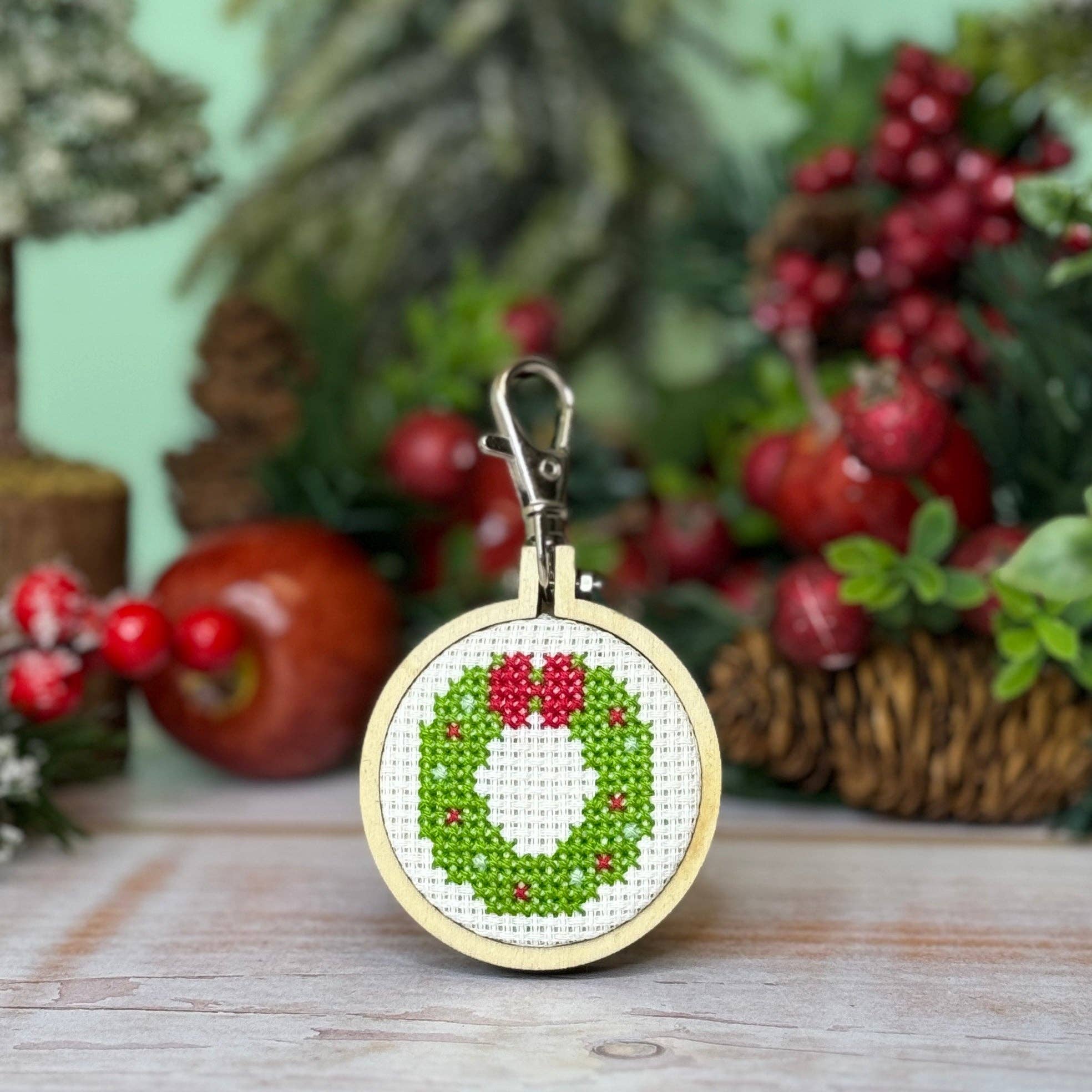 Mini Matchbox Cross Stitch Kit - Christmas Wreath - Image 5