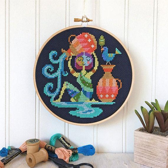 Zodiac Cross Stitch Pattern - Aquarius